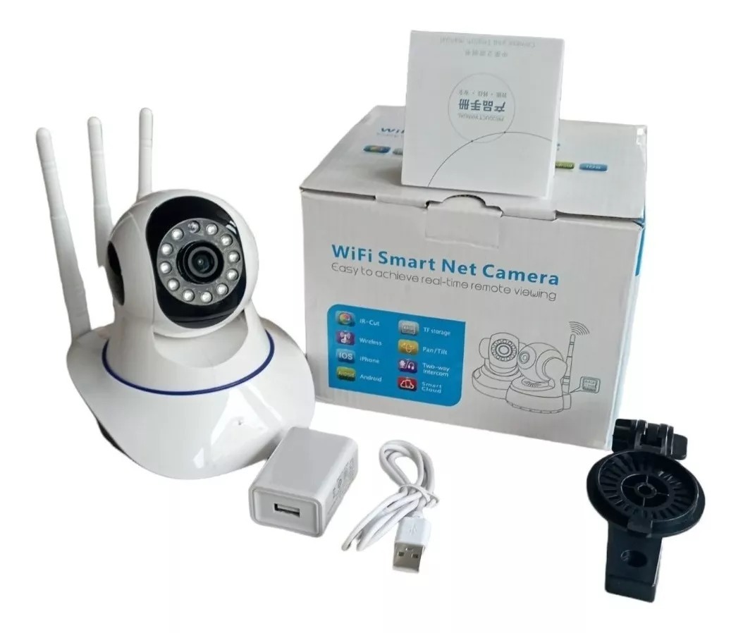 Cámara Robótica Seguridad Wifi 3 Antenas 1080p Micro Audio